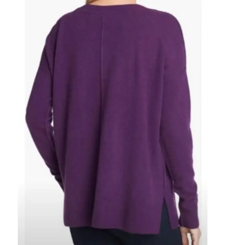 Amber Sun Purple 2-Ply 100% Cashmere Sweater Soft Cozy Warm Oversize S Quiet Lux